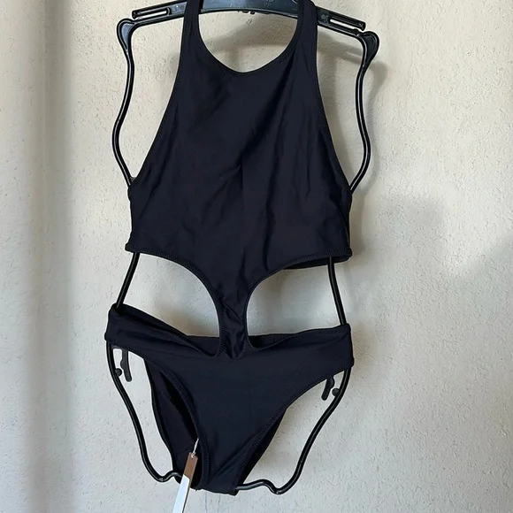 Skims Recycled Swim‎ Halter Monokini OP-BRF-4838 Black Size XS Women’s NWT