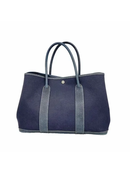 Hermes Tote Bag Garden Party PM Toile Officier Navy Silver