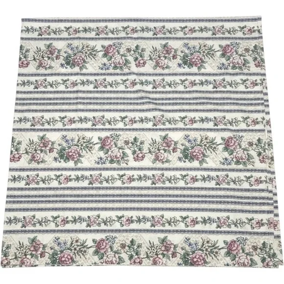 Vintage Thomaston Percale King Flat Sheet Cream Pink Rose Floral USA Cottagecore