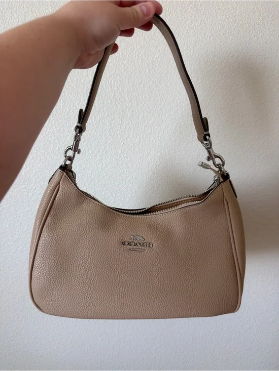 Coach Pebbled Leather Shoulder Bag in Beige