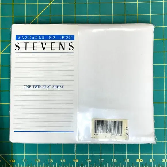 Vtg Stevens Twin Flat Sheet White NOS Sealed Cotton Blend No Iron 66x96 USA Made