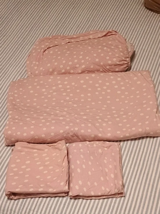 Queen Size Pink Polka Dot Home Bedding Set - Soft Pink Bed Linen