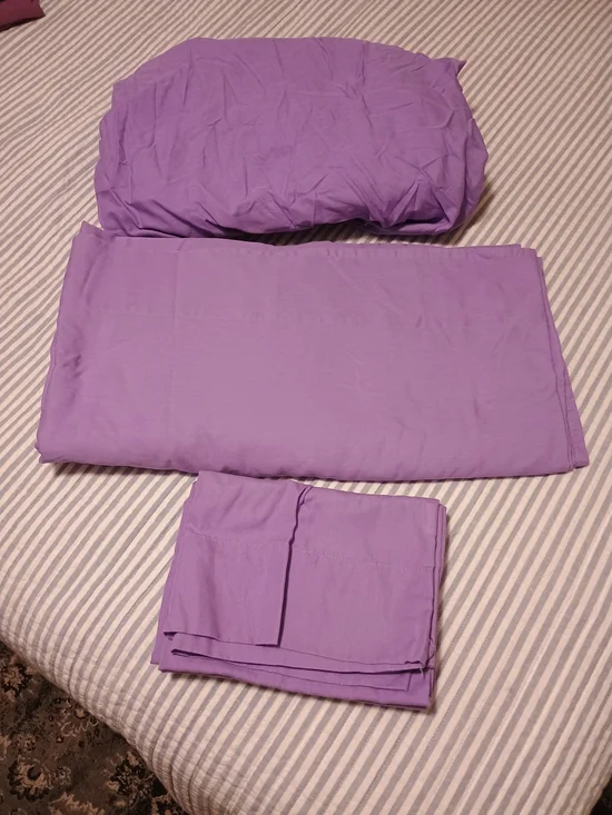 Queen Size Lavender Solid Sheet Set (Fitted, Flat, 2 Pillowcases) - Lavender