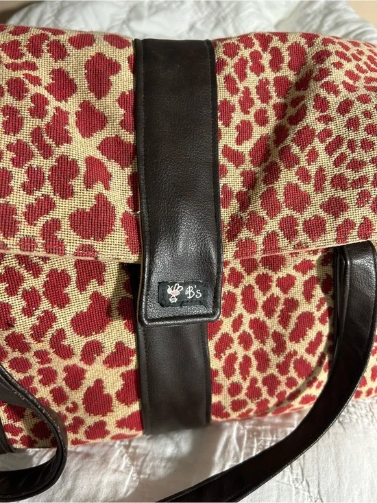RARE VINTAGE ✨ B's Purses Leopard Travel Bag Multi Pocket Overnight Tote