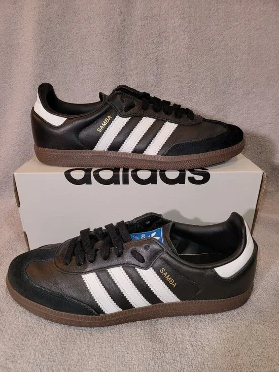 Adidas Samba OG Mens Size 7.5 Black White Brown Gum Sole Sneakers B75807 (#2493)