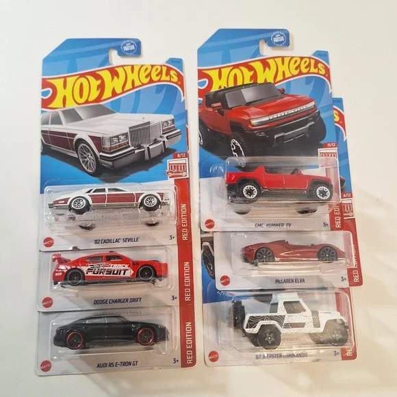 Hot Wheels Target Red Edition 6 Cars Cadillac/ Audi/ Hummer/‎ McLaren/ Charger