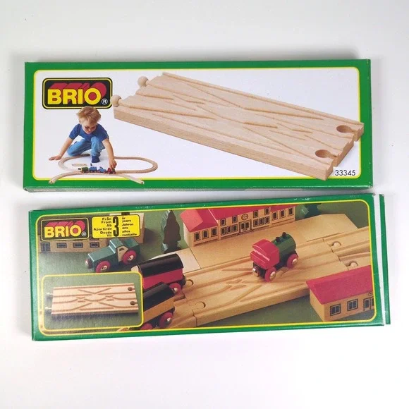 Vtg 90s Brio Switching and Crossing Train Track Wood 33345 New Box NOS