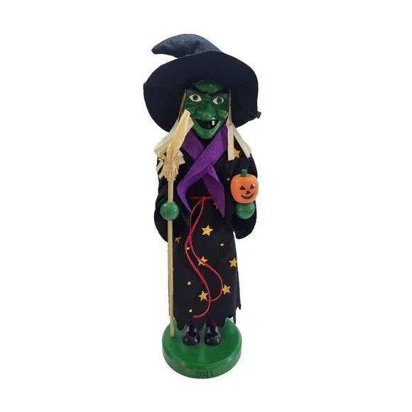 Target 2011 Limited Edition Halloween Witch Nutcracker 14in Broom Pumpkin