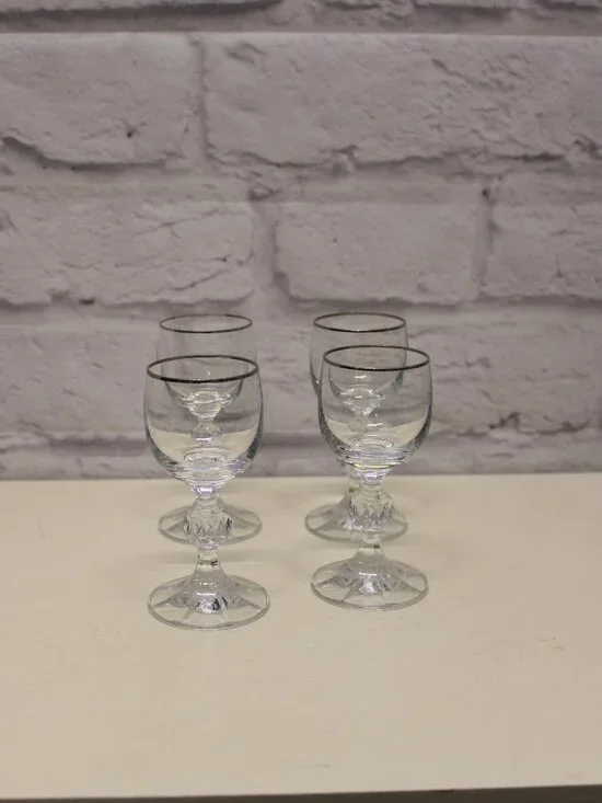 Vintage Lead Crystal Claudia Cordial Glasses Set of 4 FLAW