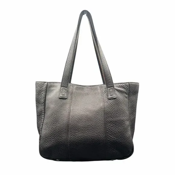 Vintage Talbots Black Pebbled Leather Tote Rare Suede Interior Shoulder Bag