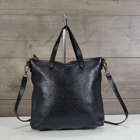 Madewell Small Black Leather Tote Crossbody Bag