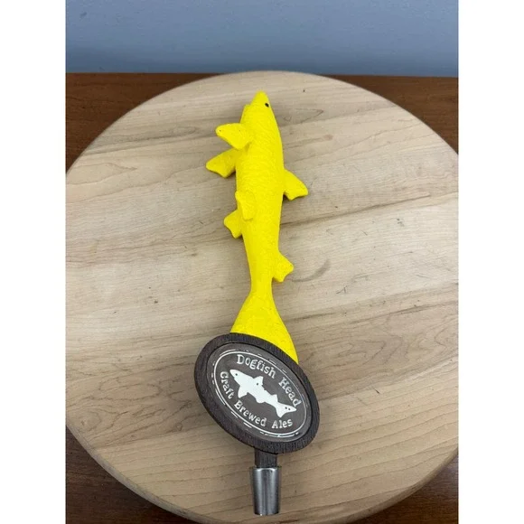 Dogfish Head Craft Brewed Ales Yellow Shark Beer Tap Handle 3D‎ Figural Fish