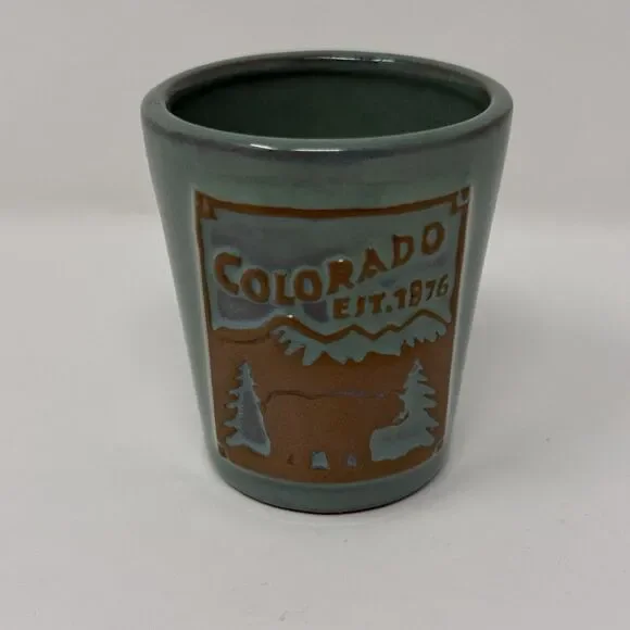 Colorado Ceramic Shot Glass Turquoise Blue Bar Spirits Liquor Agiftcorp
