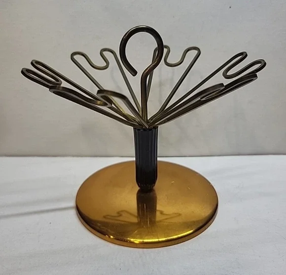 Vintage Copper & Mixed Metals Round Swivel 6 Shot Glass Holder 5