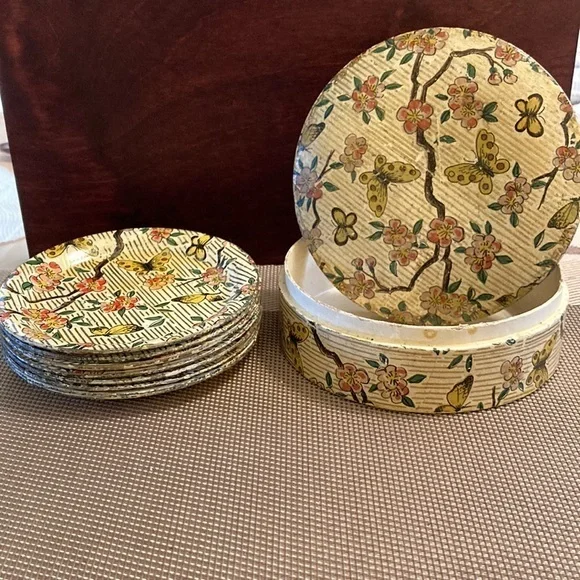 VTG Highmount set of 7 butterfly theme coaster in matching box -made in Japan