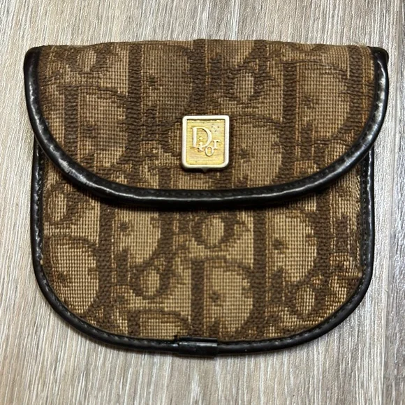 Christian Dior Trotter Canvas & Leather Oblique Vintage 1970’s Coin Purse Brown