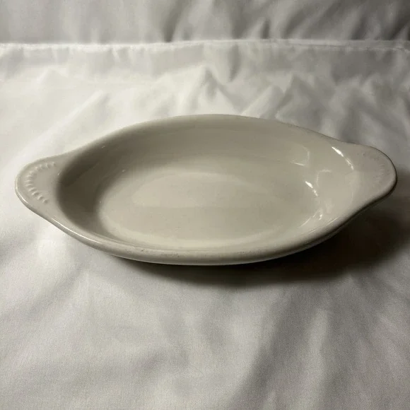 vintage white restaurant ware Dc 627 USA Oval Baking Dish Hall