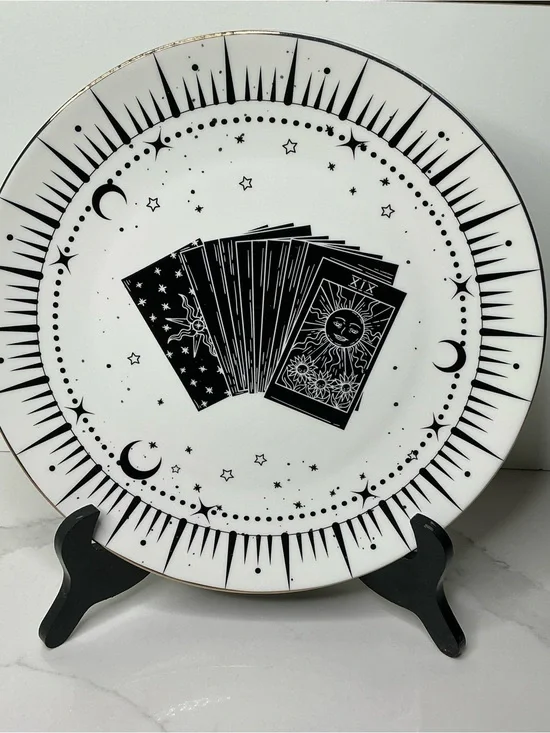 10 Strawberry Set 4 Dinner PlatesStreet Tarot Card Celestial Halloween Gold Rim