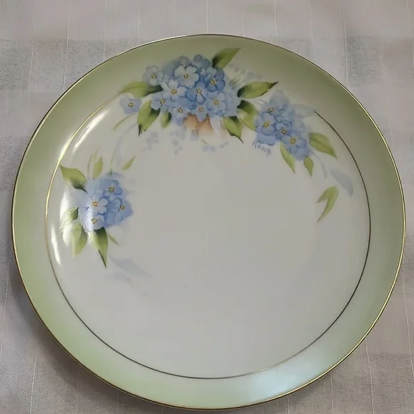 Antique Bavaria (Germany)porcelain plate hand painted & signed blue floral China
