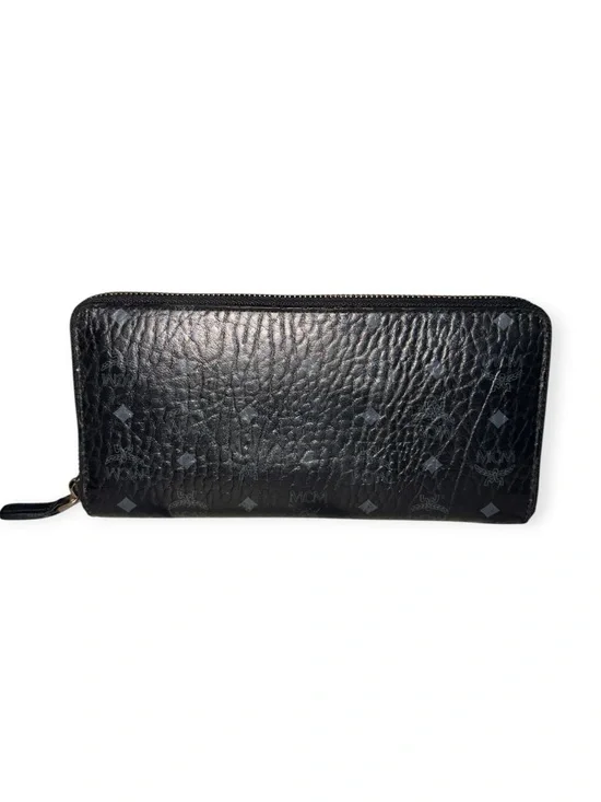 MCM Black Logo-Print Zip Wallet