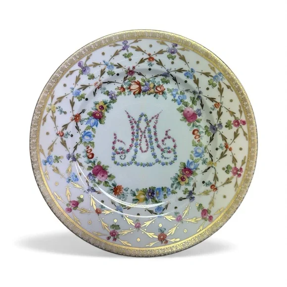 Antique Marie Antoinette O & EG Royal Austria Porcelain Monogram Plate