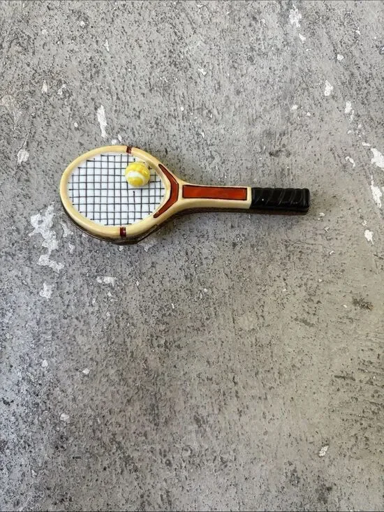 Limoges handpainted tennis racket trinket box