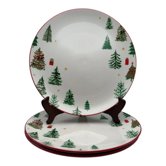Oneida Merry And Bright Holiday Winter Dinner Plate Set of 3 NEW