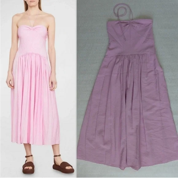 Ruched sweetheart, Vince halter tie dress with pockets, summer size NWT rouge