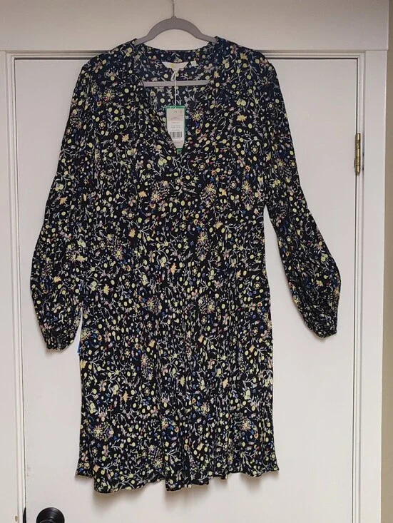 NWT Boden Black Ditzy Floral Dress US14