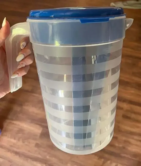 TrueLiving Gallon Pitcher With Lid Blue Transparent