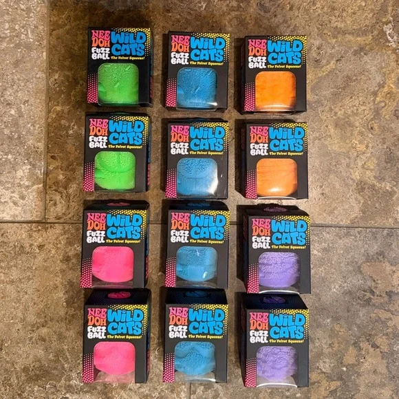 Full Set/Collection of NeeDoh Fuzz Wildcats. (12 total cats)
