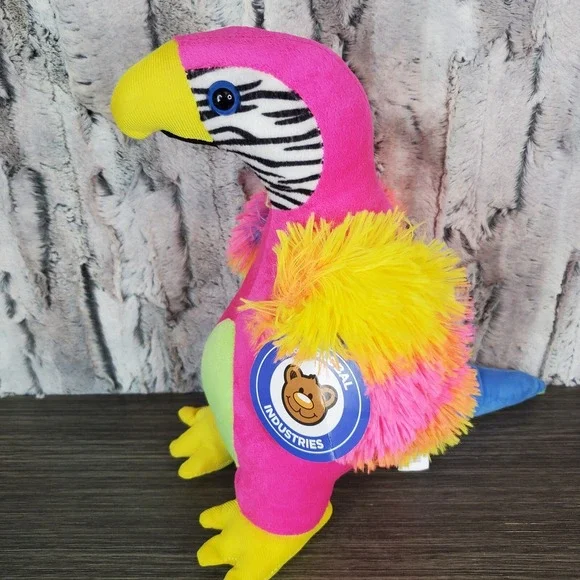 A&A Global NEON Macaw Parrot Pink Bird Tropical Plush Stuffed Animal Toy 12