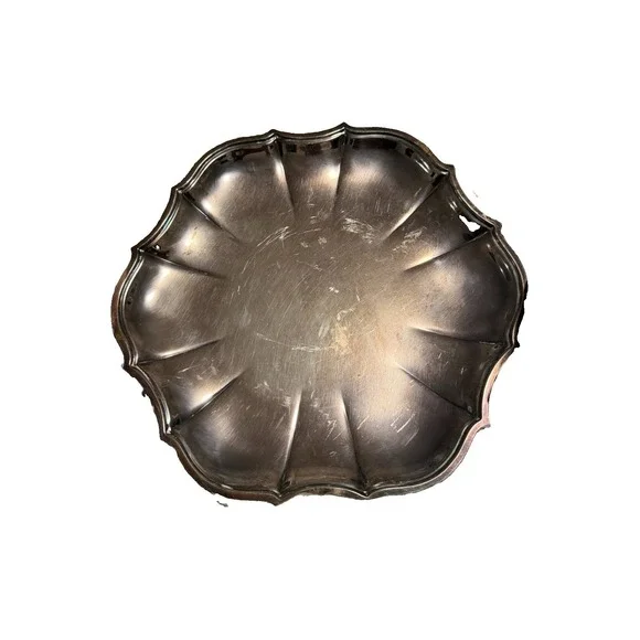 International Silver Co Scalloped Round Silver Plated Fluted Serving Tray 11.25