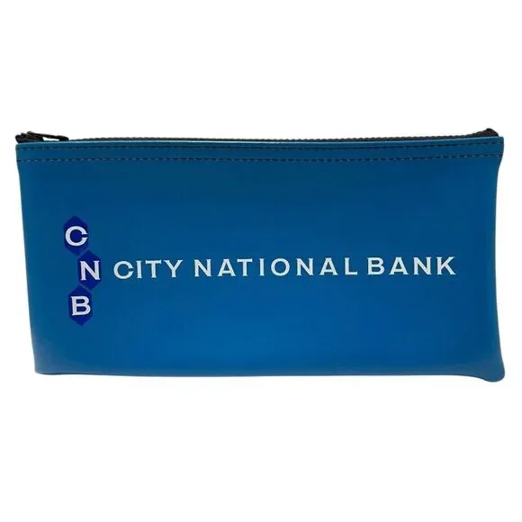 City National Bank Bank Deposit Bag CNB Miami Florida Blue Zip Close Vintage