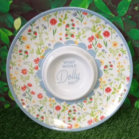 Dolly Floral Blue Accent Serving Bowl - 
