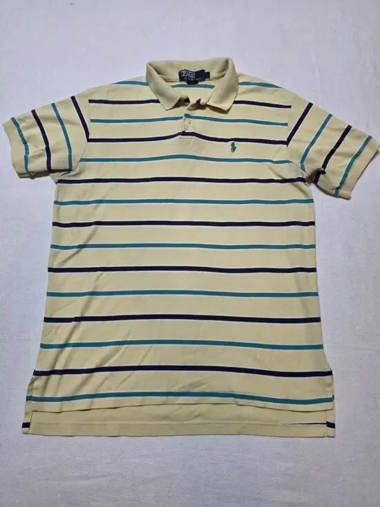 Polo Ralph Lauren Men’s Striped Polo Shirt Yellow Teal Navy Short Sleeve S