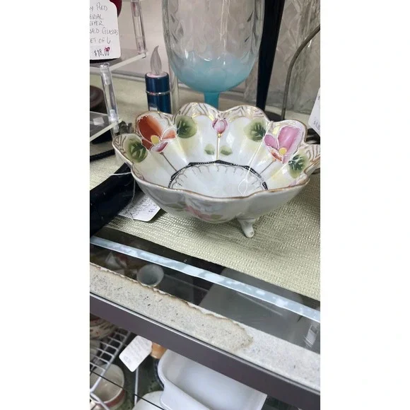 Japanese painted footed dish