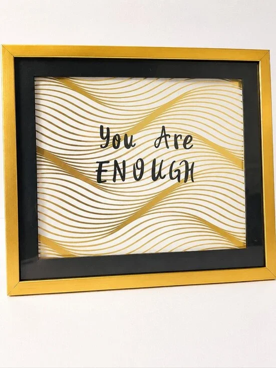NWT You Are Enough Gold Wave Wall Or Shelf Art - Inspirational Quote Sz 10