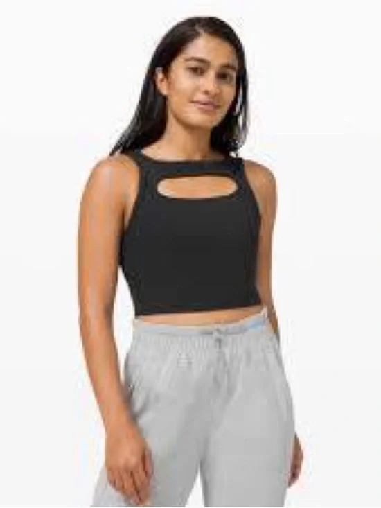 Lululemon LA front cut-out crop tank black