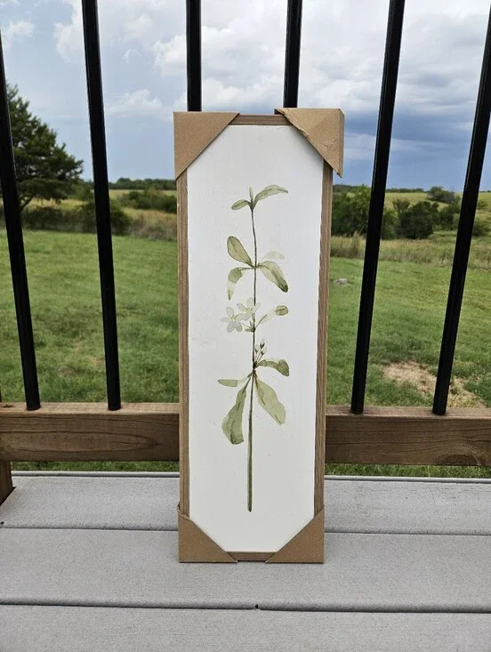 Vintage Botanical Framed Wood Wall Art Budding Floral Leaf Print Farmhouse Boho
