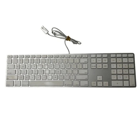 Apple A1243 Wired USB Keyboard Aluminum Silver‎ White Numeric Keypad EMC 2171