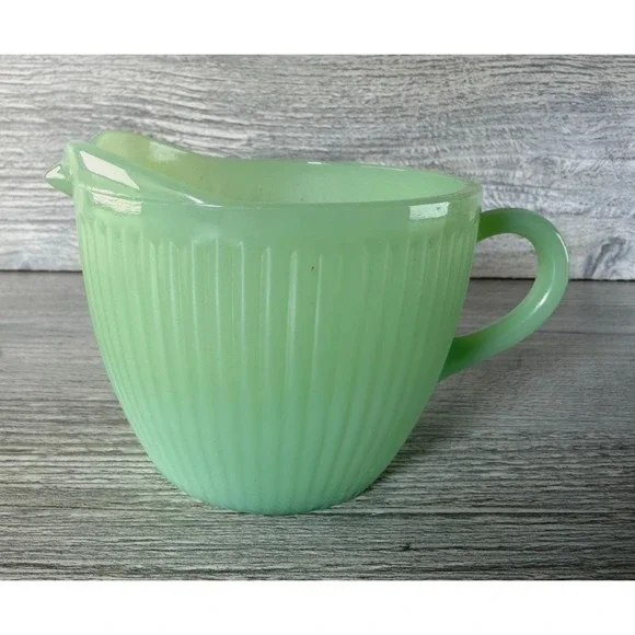 Vintage Fire King Jadeite Jane Ray Creamer Oven Glass Ware USA 3