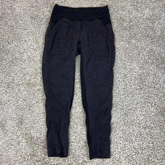 Lululemon Pants Womens 4 Black Activewear Joggers Tapered Ribbed Waist Workout