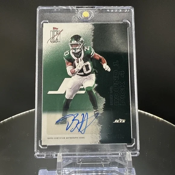 Topps Signature Class 2025 Breece Hall Jets Round 1 Pick 4 Auto #92 /150