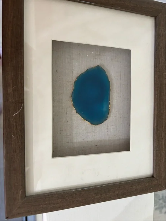 Blue Agate Wall Art with Gold Edge - Framed Accent