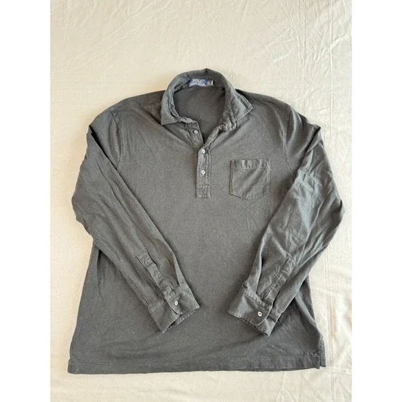 Polo Ralph Lauren Shirt XL Long Sleeve Polo Black Pony Pocket‎