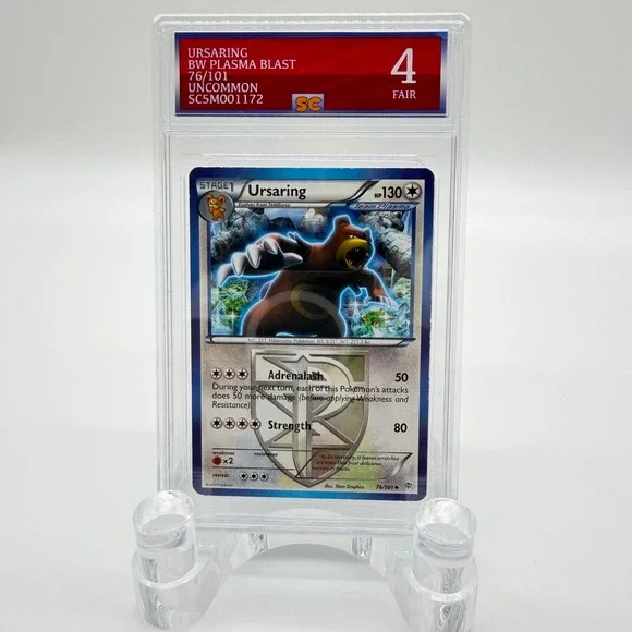 Pokemon Ursaring 76/101 BW Plasma Blast SlabCave Graded 4 Fair Team Plasma Card