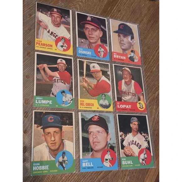 Vintage 1963 Topps Baseball Cards Sheet Of 9