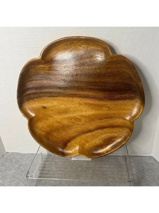 Vintage Monkeypod Flower Shaped Serving Dish 12” Diameter Great Condition