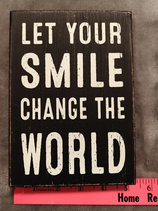 Quill to Paper, Black & White 'Let Your Smile Change The World' Wood Wall Sign